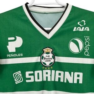 Santos Laguna Mens Green White Striped Soccer Jersey Liga MX Soriana Corona L